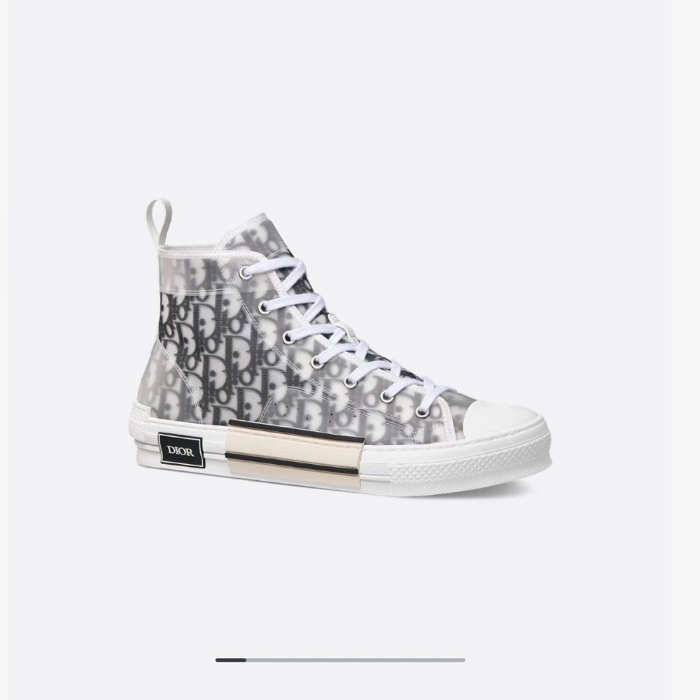 Dior Monogram High-Top Sneakers in Gray and White